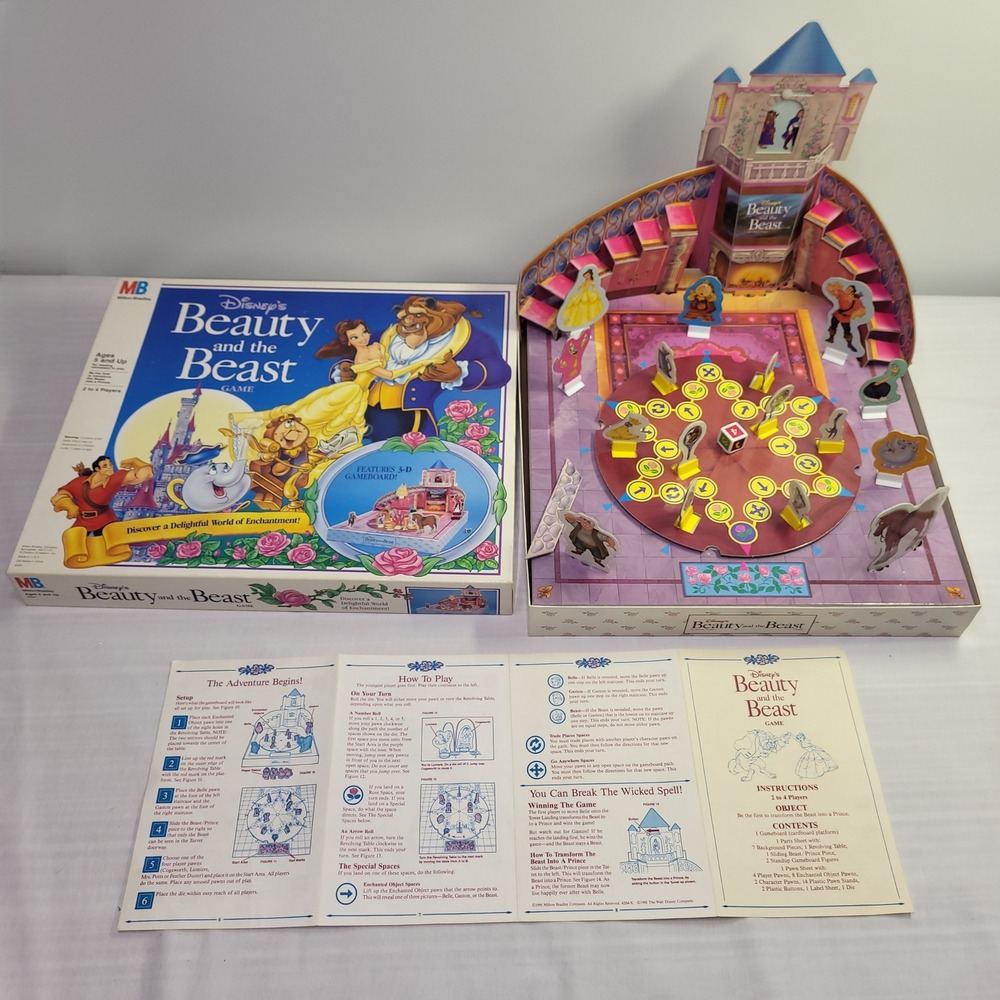 Milton Bradley Disney Beauty and the Beast Game 3-D Board Game 1991 Vintage 4204 - Picture 7 of 8
